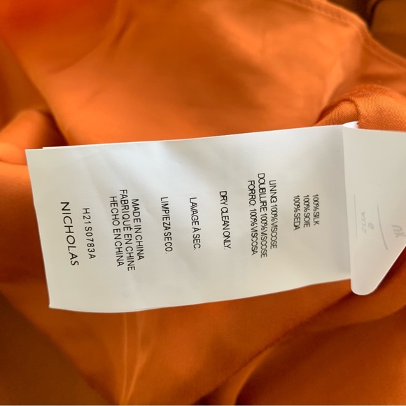 NICHOLAS ORANGE SILK MIDI SKIRT - Picture 15 of 16